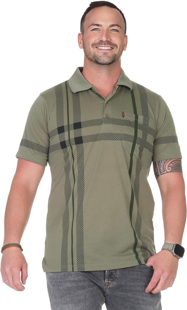 Herren Poloshirt Sommer Polo-Hemd Kurzarm, Oliv/L/50