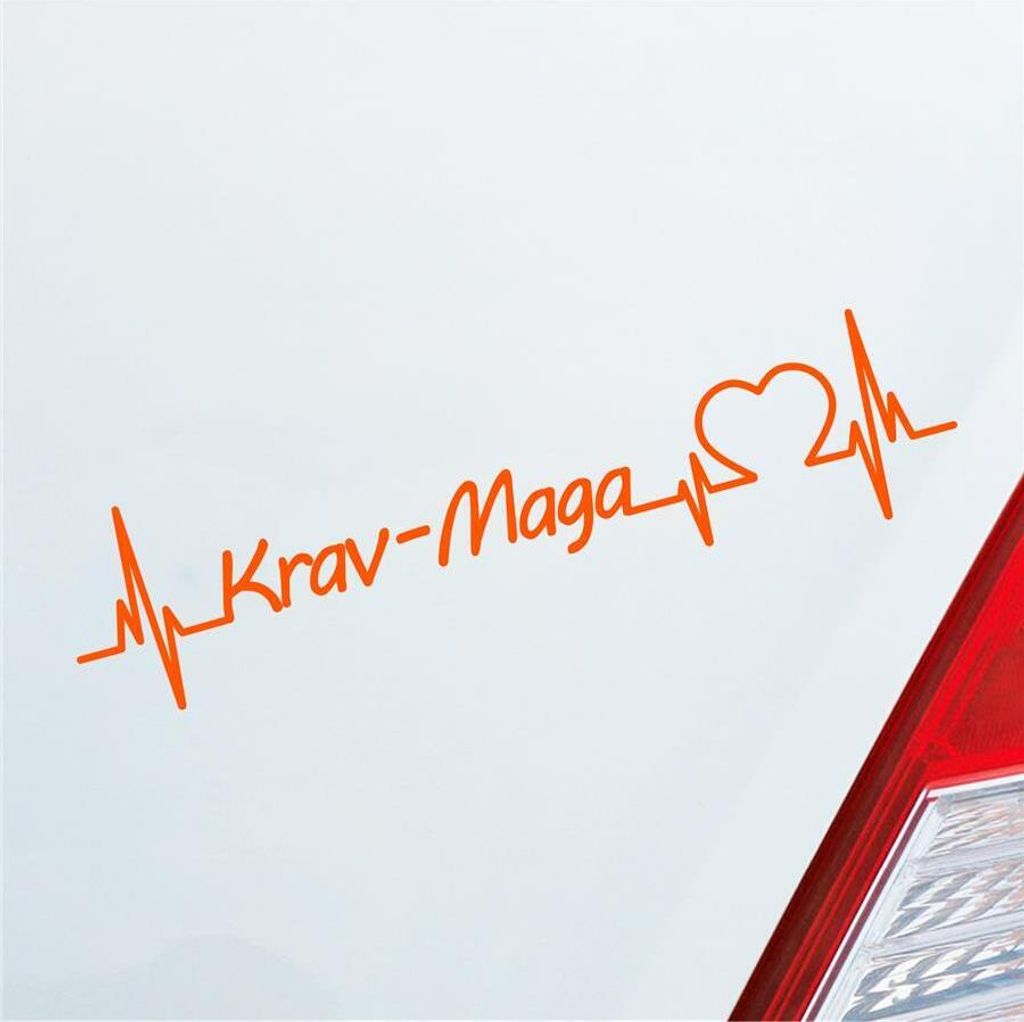 Auto Aufkleber Krav-Maga Herzschlag Kampfsport Wettkampf Sport Liebe 19x5 cm Orange Sticker Heckscheibenaufkleber