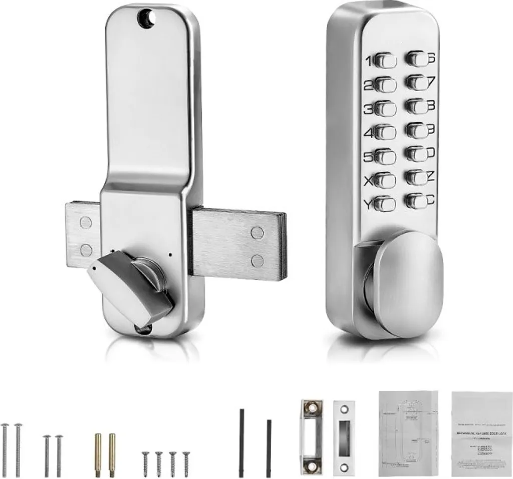 Verrou à code mécanique pour porte de bureau et maison coloris argent