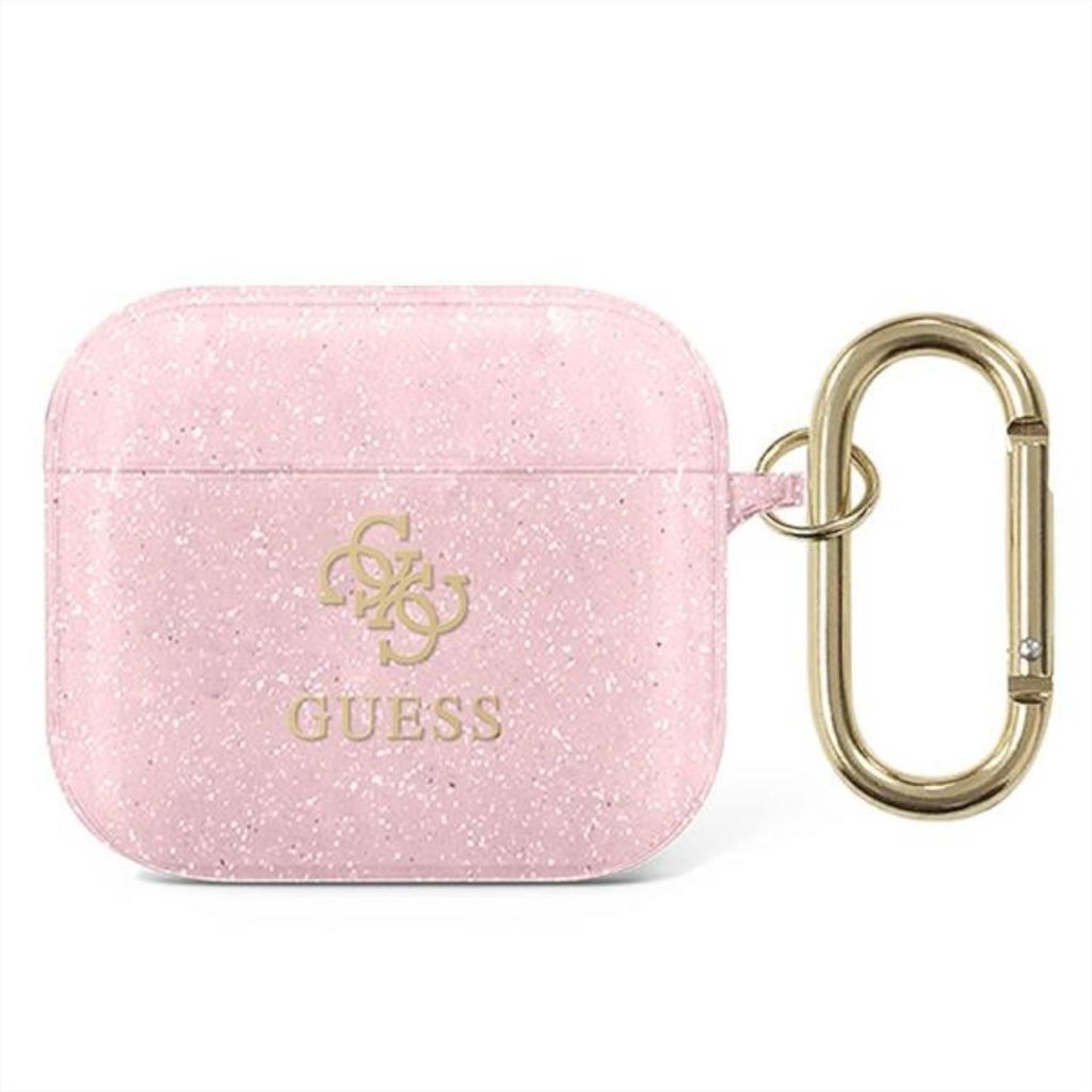 Guess Apple AirPods 3 Cover Glitter Pink Transparent Produktbild 
