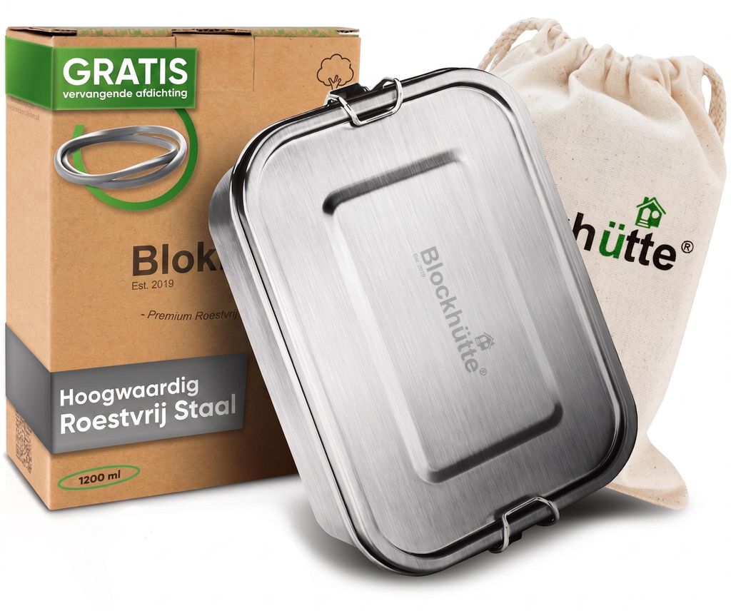 Blockhütte RVS lunchbox 1200 ml lekvrij 3 vakjes Productafbeelding 