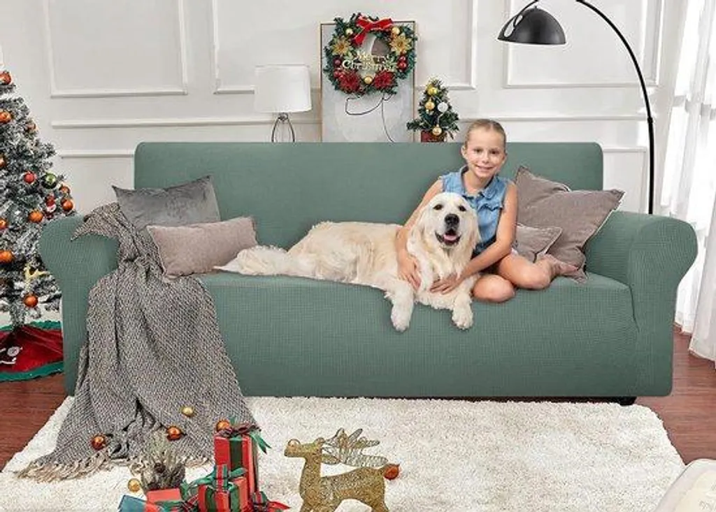 Revêtement de banquette extensible vert 4 places en tissu premium