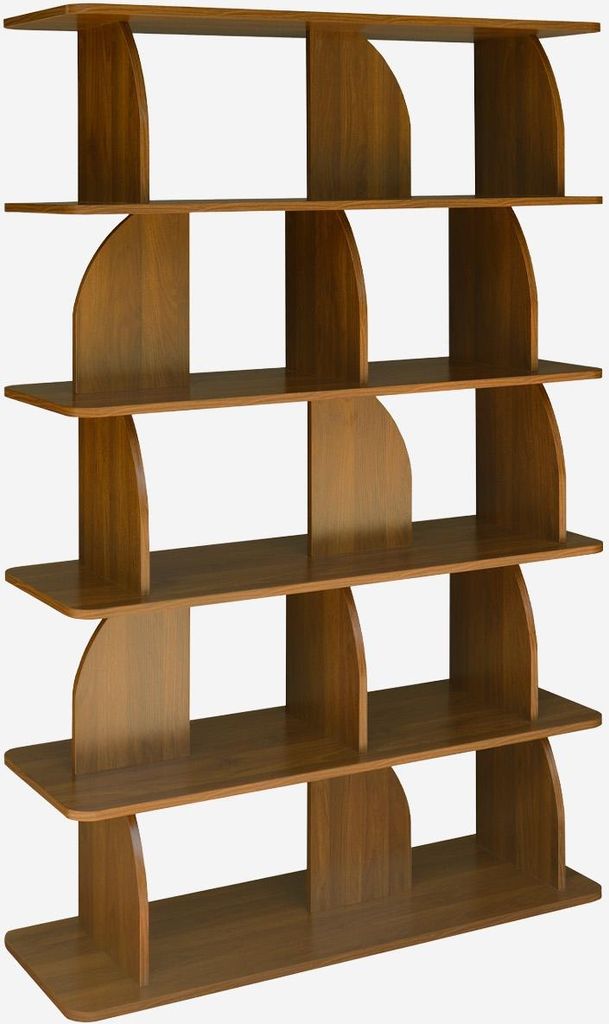 Libreria esotica in legno a 5 livelli, Noce Immagine del prodotto 