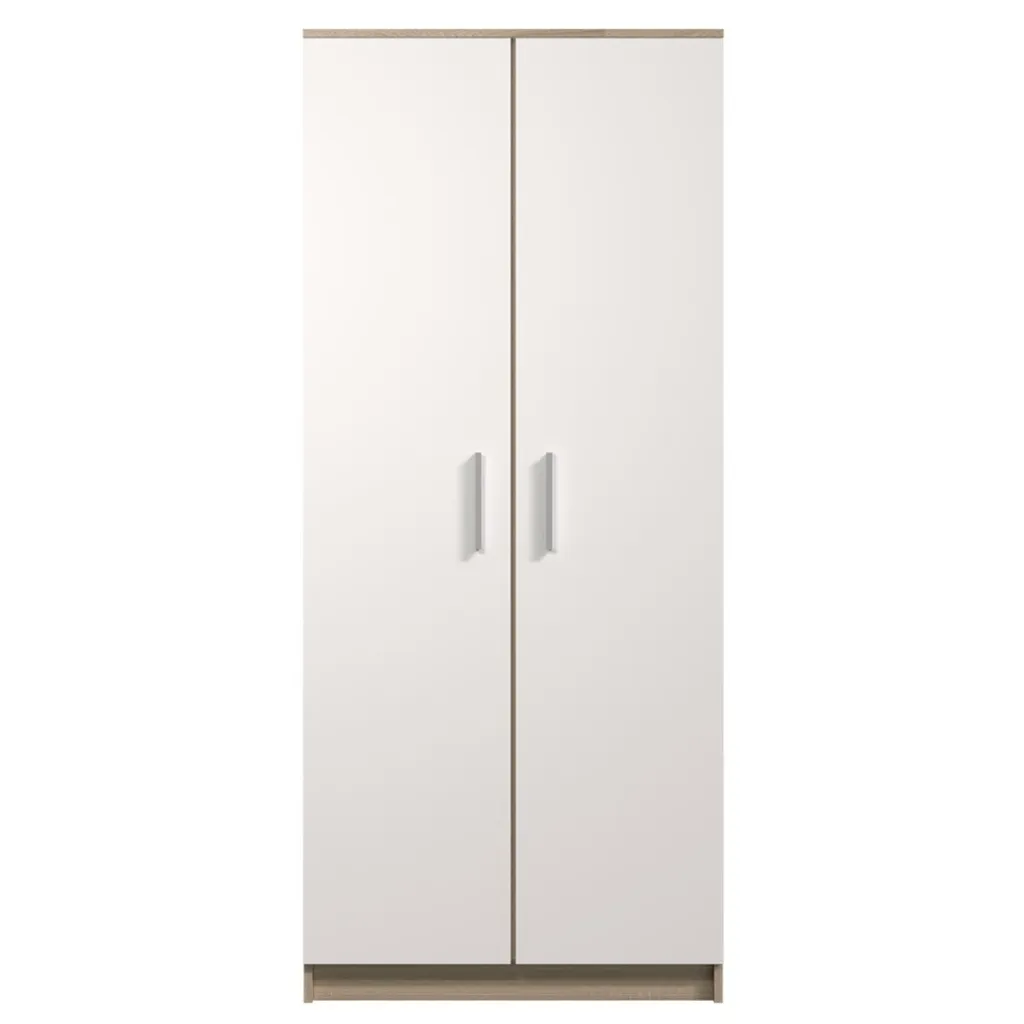 Armoire OMEGA II 06 2D 80 cm Sonoma et Blanc à Portes Battantes