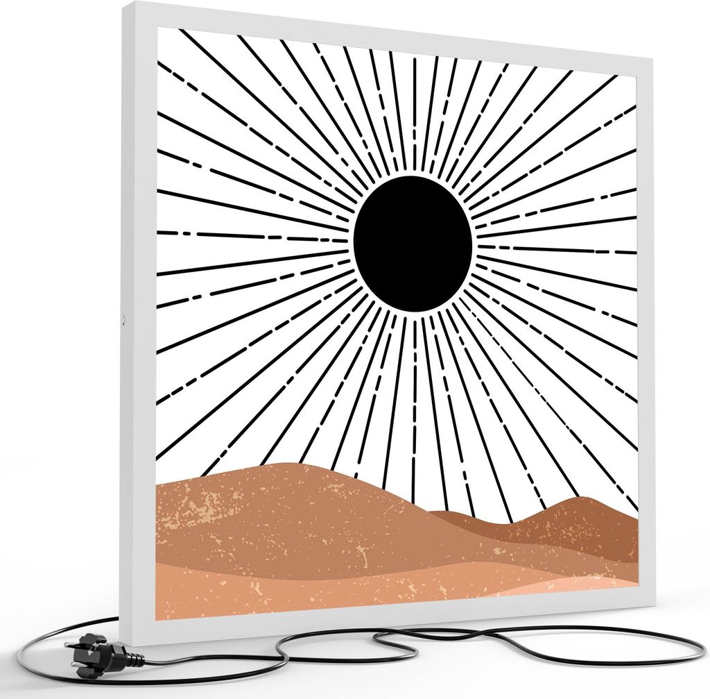 DEQORI LED-Bild & Lampe 60x60 cm Weiß 'Der Wüstenzauber' Leuchtbild LED Wandbild Leuchte