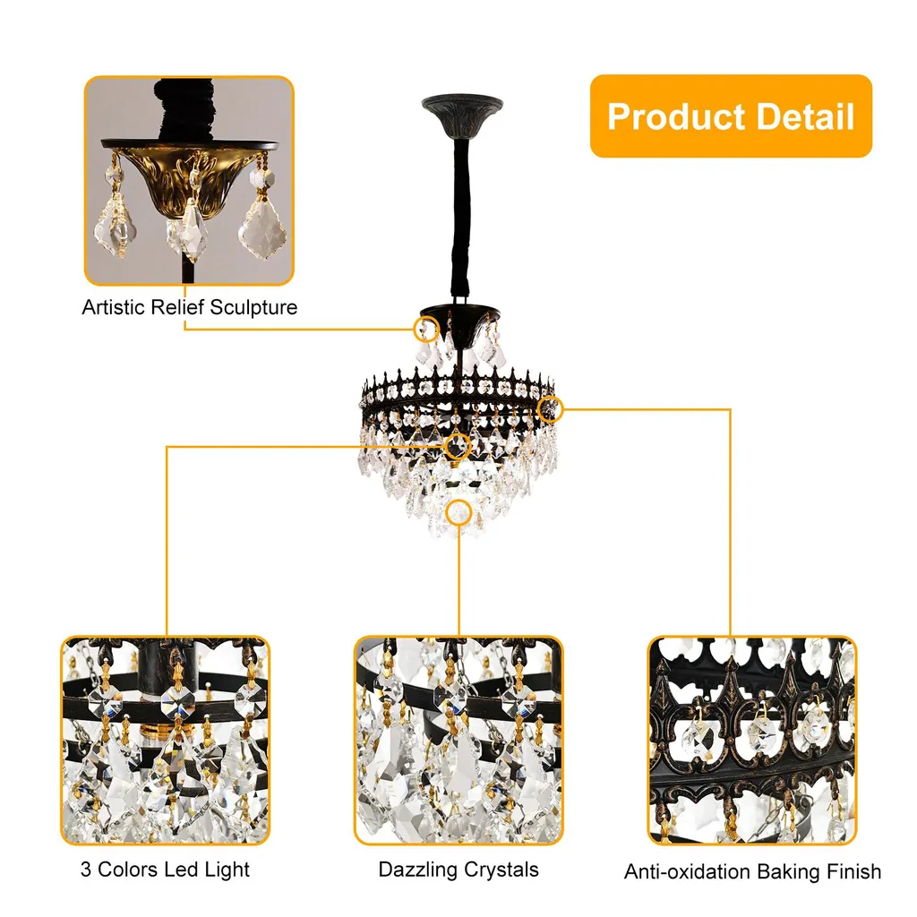 Lustre Cristal Réglable : Solution d'Éclairage pour Plafonds Bas - 9