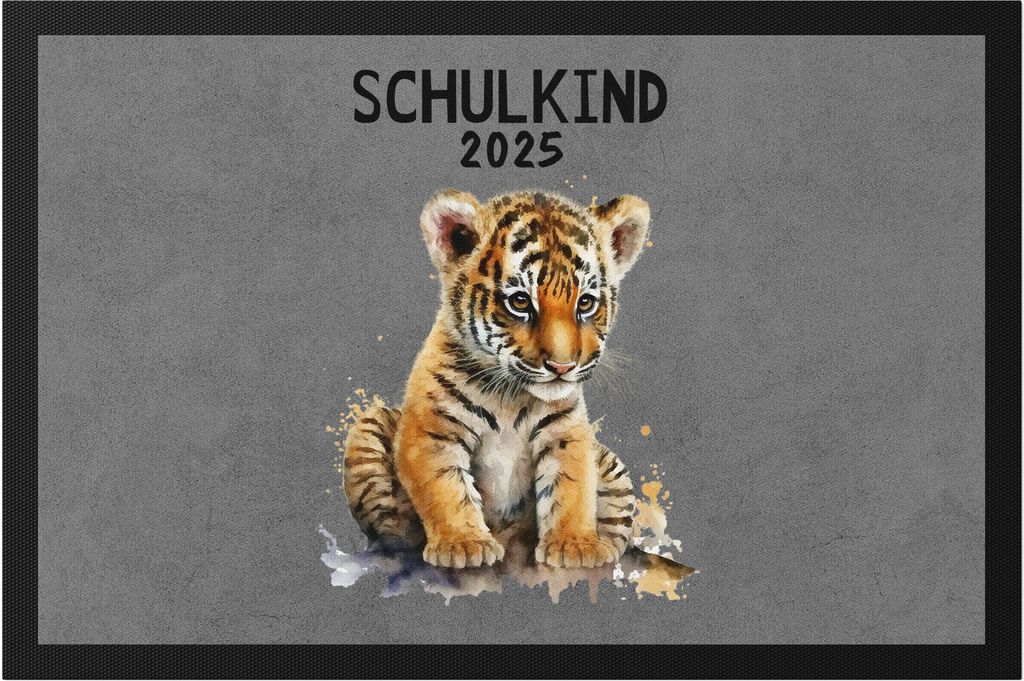 Schulkind 2025 Tiger Fußmatte Süßes Eichhörnchen Einschulung Geschenk Schulanfang Schuleinführung