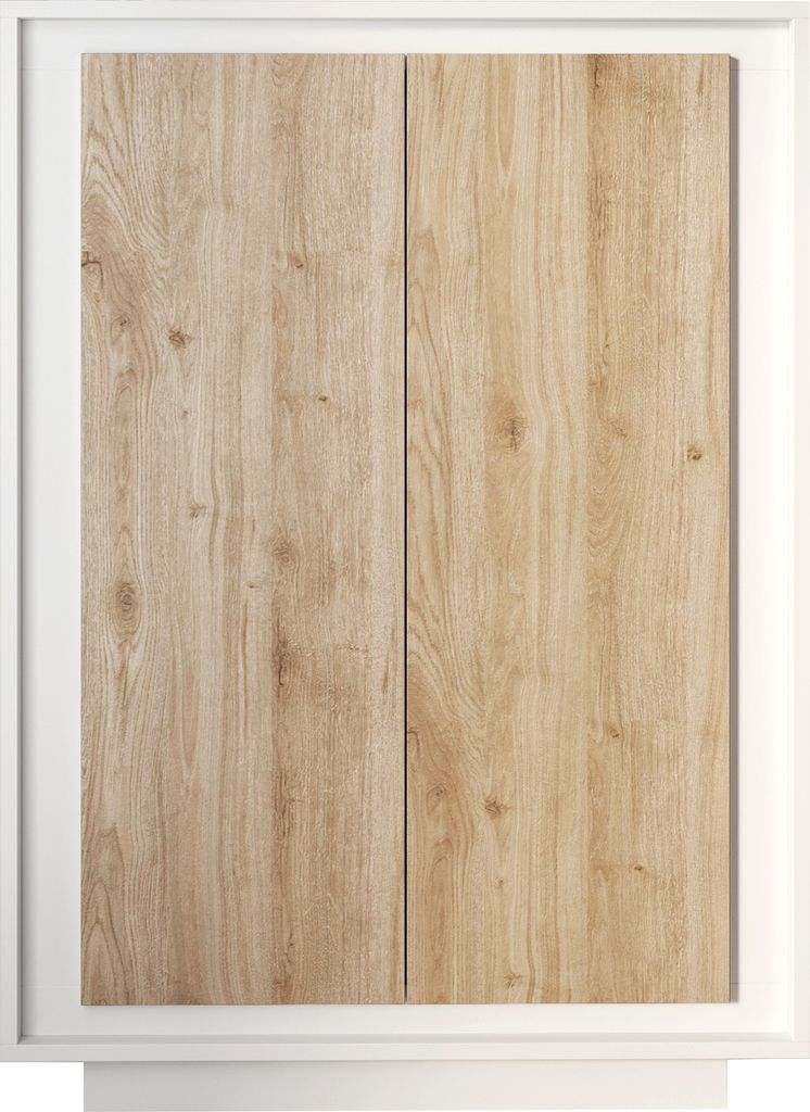 Highboard >Siena< 6 Böden, Weiss Lack matt, Cadiz Eiche Nachbildung - 106x171x40 (BxHxT)