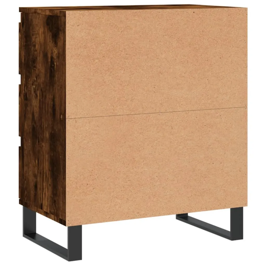 Credenza VidaXL In Legno Multistrato Rovere Fumé - 104x35x70 Cm - Con 2 Cassetti E 2 Ante - Stile Minimalista