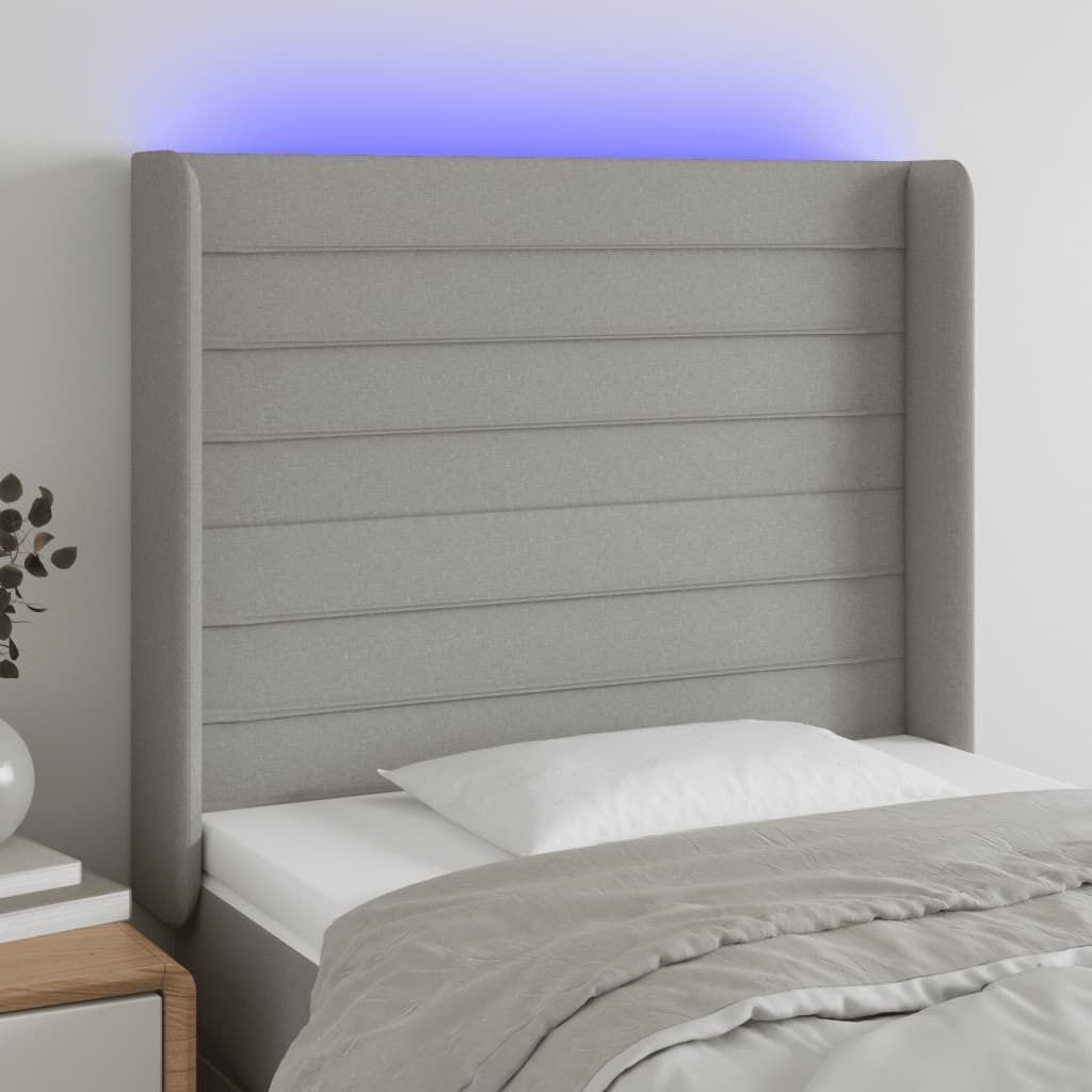 Maison Exclusive - LED Kopfteil Hellgrau 93x16x118/128 cm Stoff