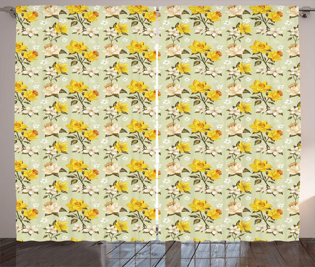 Tenda Eco-Friendly ABAKUHAUS: Blooming Petals Rustica 280x245 cm Lavabile
