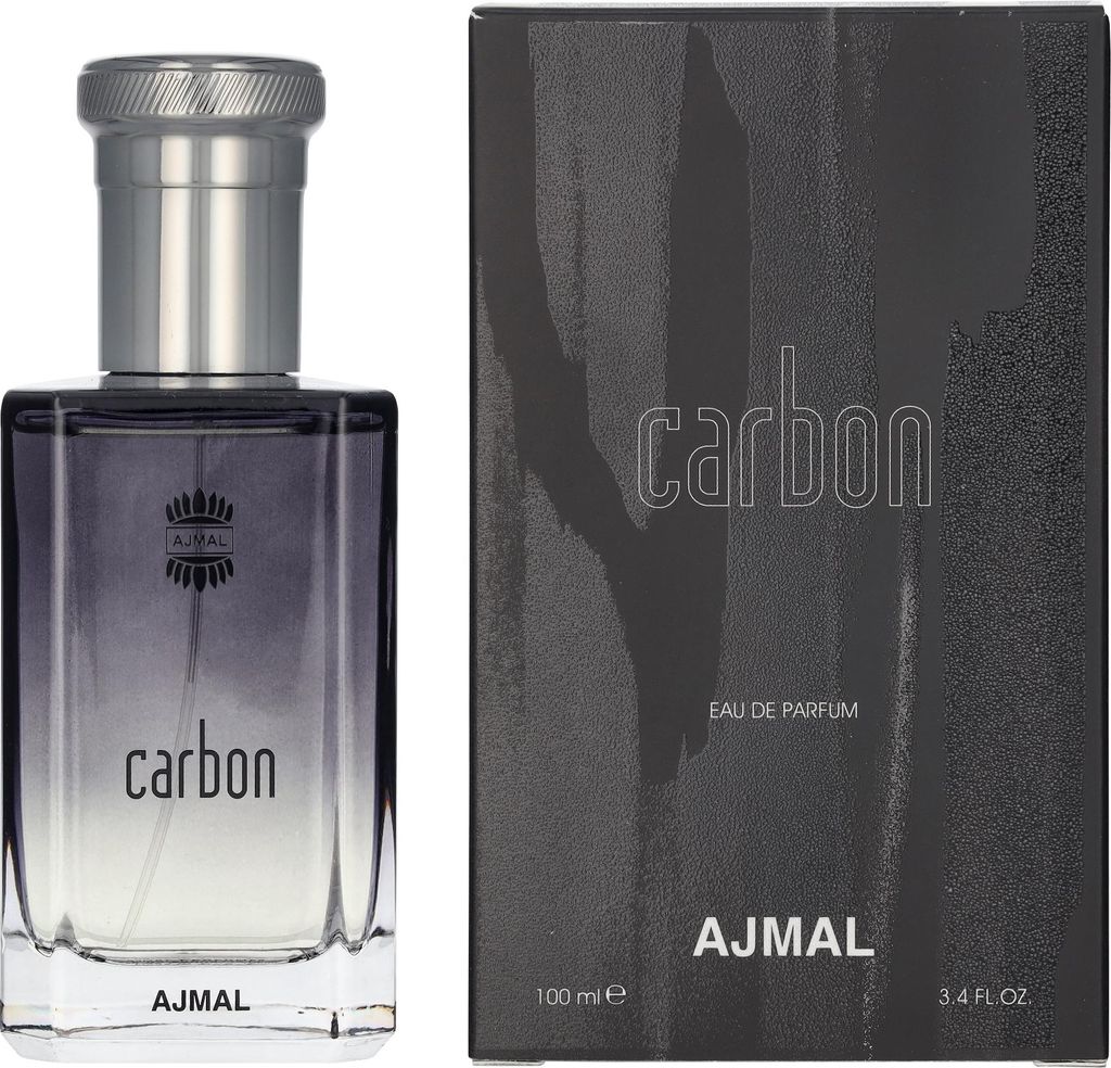 A perfume bottle and its packaging are displayed side-by-side against a white background.