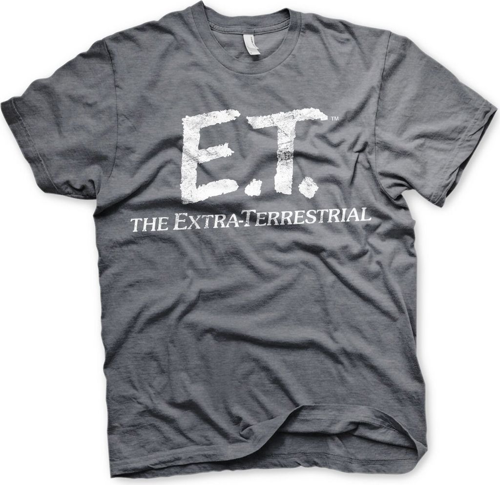E.T. Extra-Terrestrial Distressed Logo T-Shirt - XX-Large - Dark-Heather