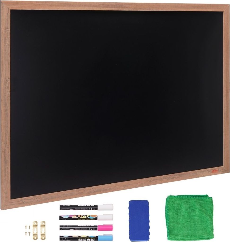 Kreidetafel Magnetisch mit Holzrahmen 1168,4 x 889 mm - Magnetsammelbrett 913 x 1092 mm - Vertikalen oder Horizontalen Aufhängen inkl. 4 Kreidemar...