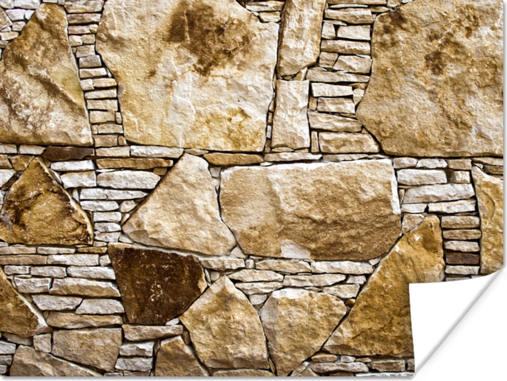 MuchoWow Poster Felsbrocken - Mauer - Steine 120x90 cm - Wandbild