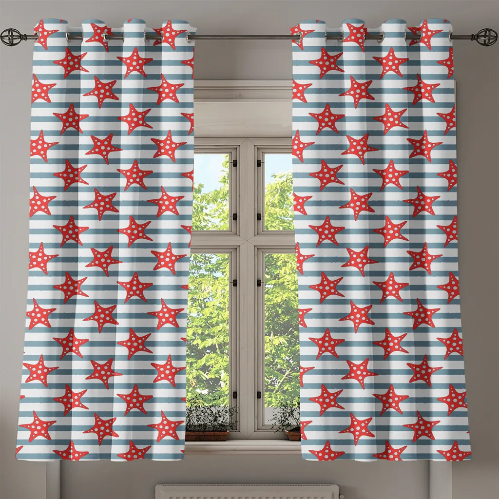 Rideau pour chambre d'enfant ou salon thème marin 280x175 cm bleu