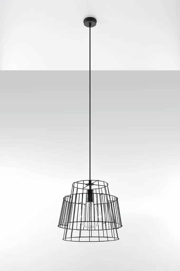 Sollux Lighting GATE Nero - Lampada a Sospensione E27 Acciaio 130cm - 9
