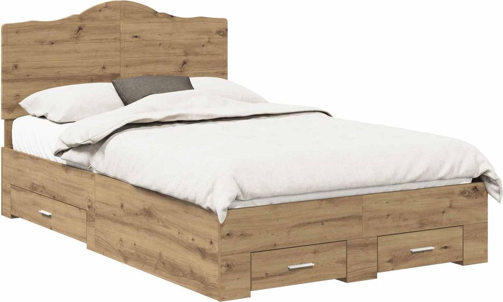 Bettrahmen Artisan-Eiche 120 x 190 cm Holzwerkstoff