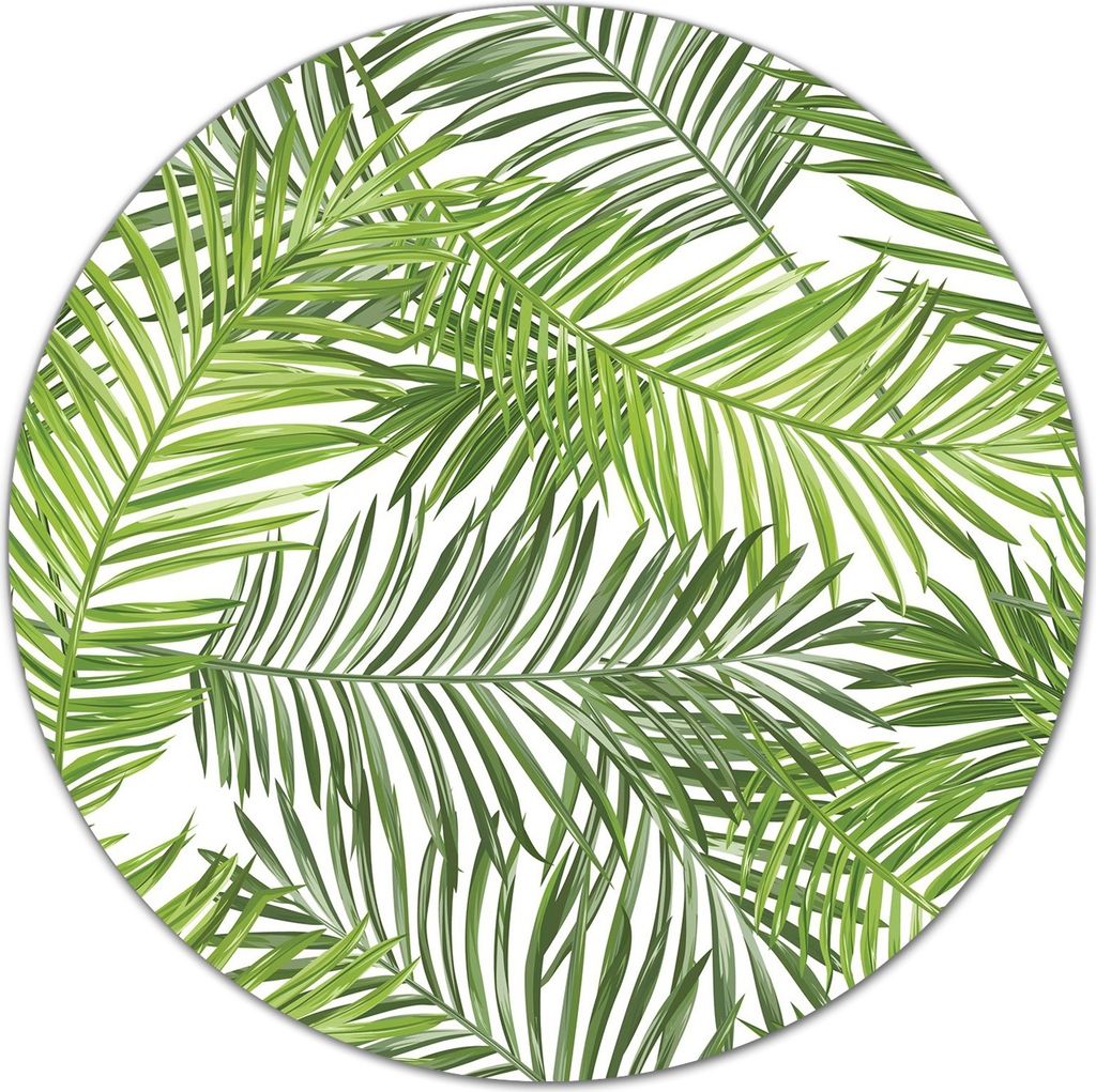 Glas Schneidebrett Herdabdeckplatten Schneideplatten Rund - 40 cm - Palmblatt Grüne