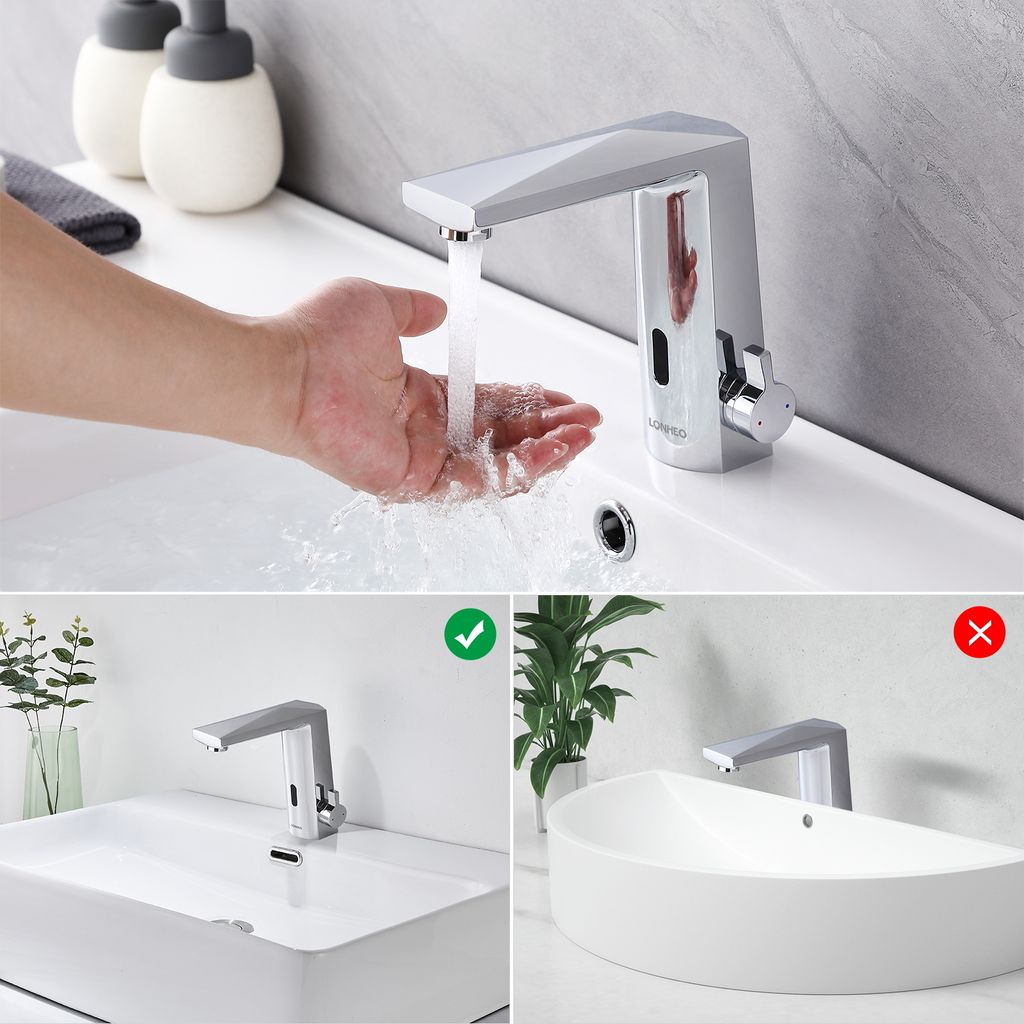 Lonheo Infrarot Sensor Wasserhahn Chrom Bad Automatik Produktbild 6