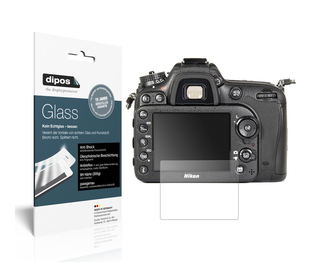 2x Schutzfolie für Nikon D7100 matt - Anti-Shock 9H Folie dipos Glass Kunststoffglas