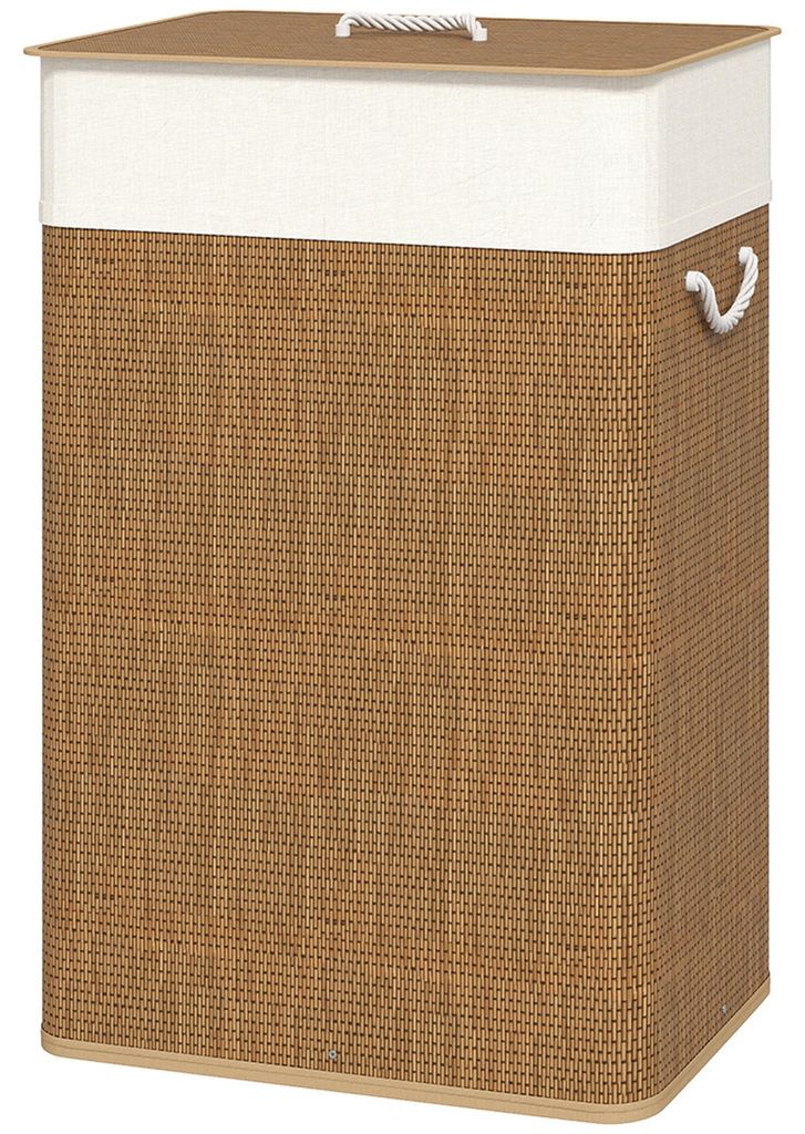 HOMCOM Bamboo wasmand met deksel, 72 liter, wasverzamelaar Productafbeelding 