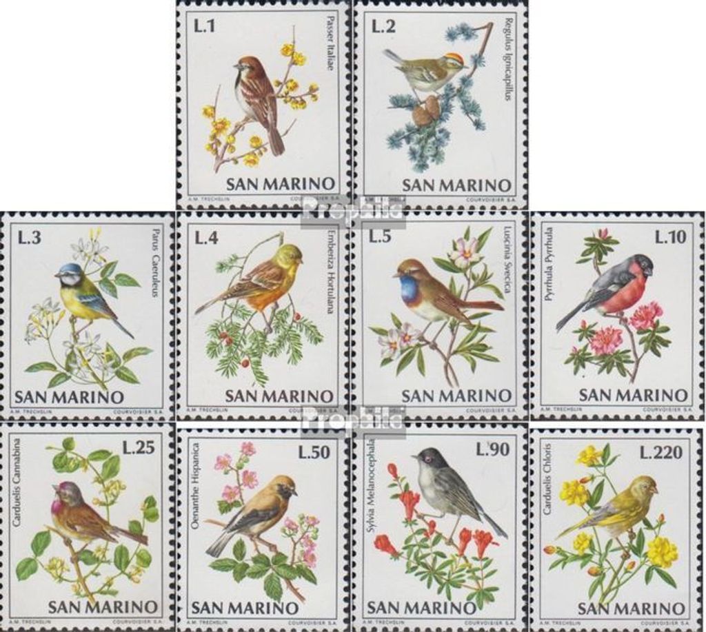 Briefmarken San Marino 1972 Mi 1003-1012 (kompl.Ausg.) postfrisch Vögel