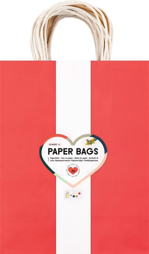 Pochettes cadeaux en papier kraft coloré folia CLASSIC Taille L x20