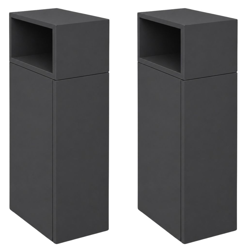 2er Set Nachttisch Beistelltisch Schwarz mit Seitenfach Produktbild 
