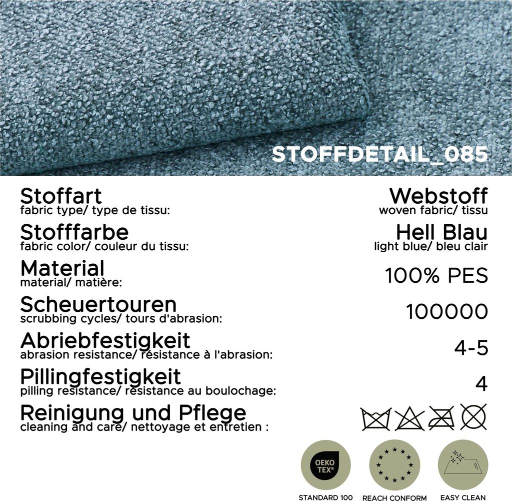 xonox.home Point Schlafsofa 3 Sitzer hellblau B/H/T: Produktbild 