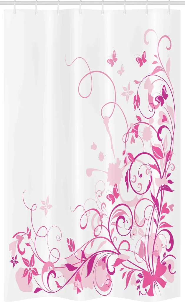 LIVILAN Tenda Da Doccia A Righe Con Rose Rosa, Tenda Da Doccia Rosa Tenda Da Doccia Rosa Tenda Da Doccia A Farfalla Set Con Ganci Tenda Da Doccia Femminile Per Il~p115315632