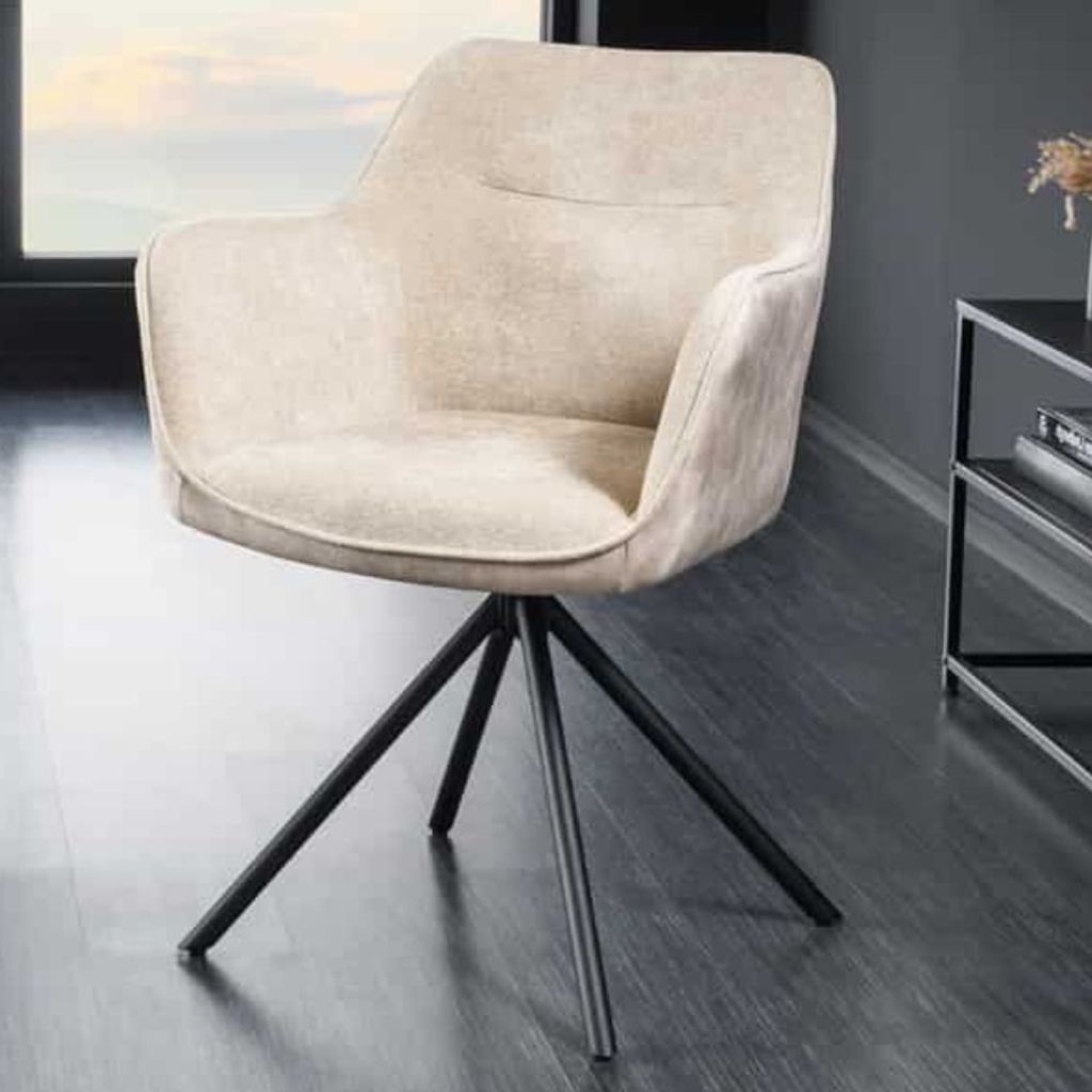 Eleganter Drehstuhl FLORENZ champagner Samt Strukturstoff