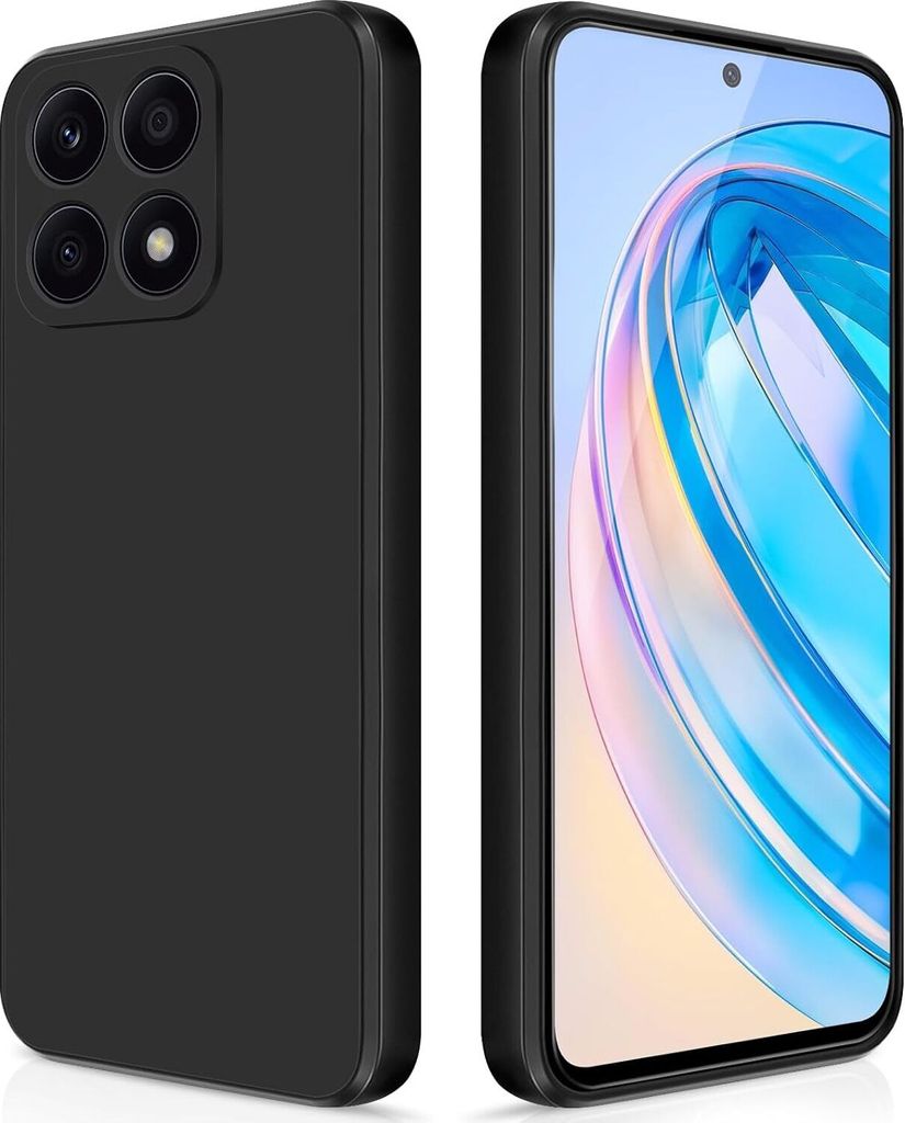 Silikon Hülle für Honor X8A Flüssigsilikon Dünn Gel Gummi Matt Kratzfeste Schutzhülle Schwarz