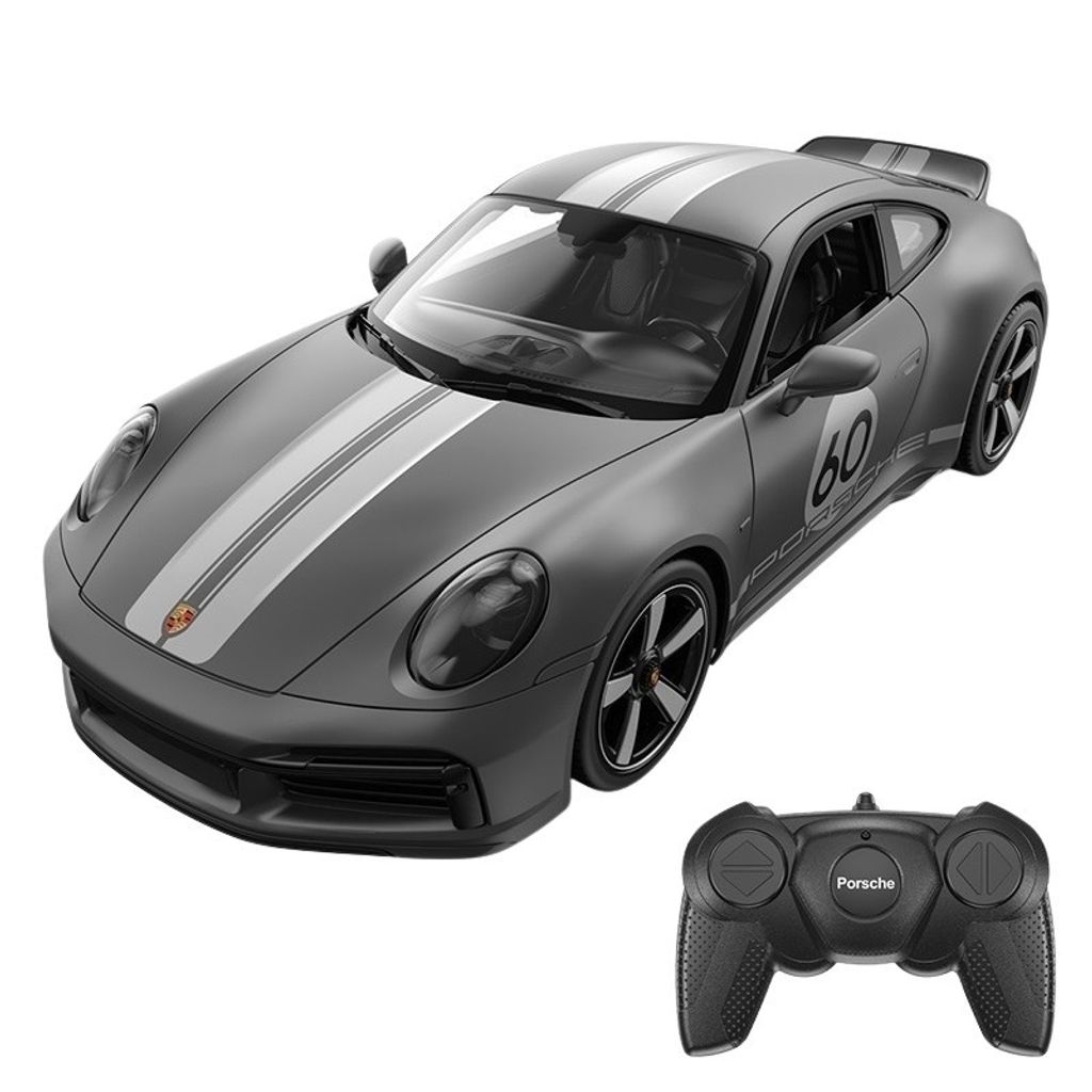 A remote-controlled Porsche 911 Sport Classic car and its controller are shown against a white background.