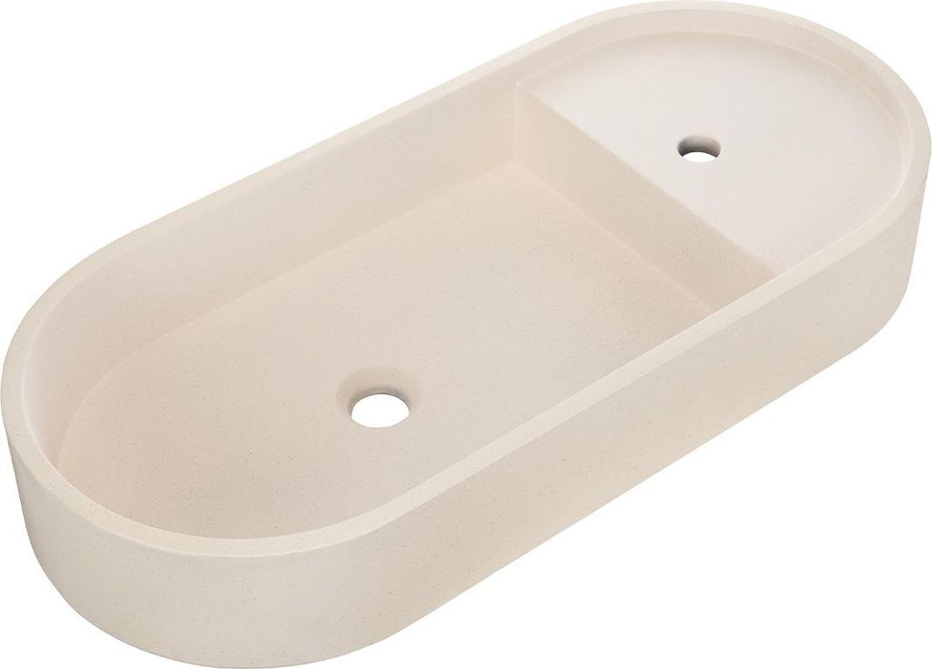 Aufsatzwaschbecken L.80 x H.12 x T.36,5 cm beige Beton LUCIA