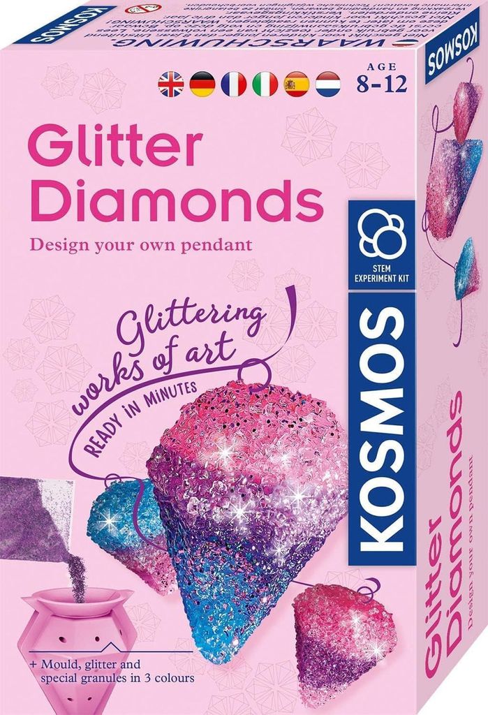 KOSMOS Glitzer-Diamanten / Glitter Diamonds, Experimentierkasten, Kinder, Mehrsprachig, 616946