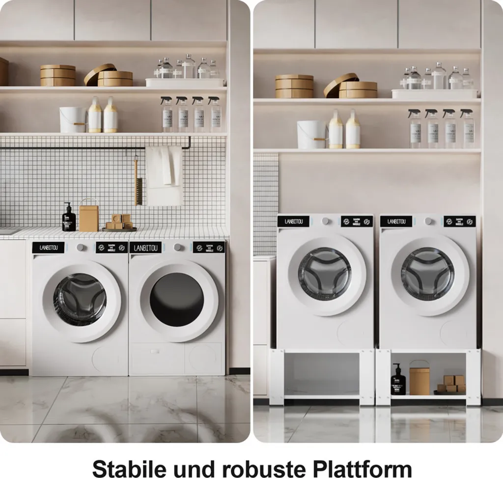 Socle Lave-linge 60x60cm Antivibration avec Structure Acier Renforcé