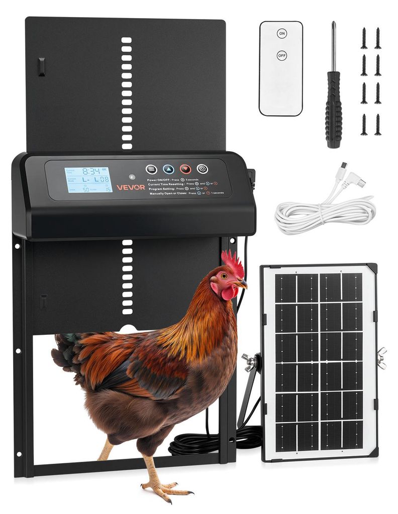 VEVOR Hühnerklappe Solar- & Batteriebetrieben, Hühnertür Produktbild 