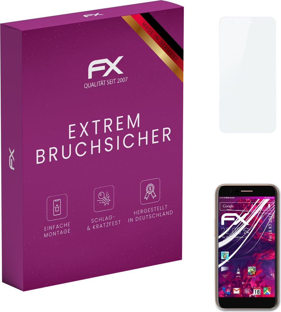 atFoliX FX-Hybrid-Glass Displayfolie kompatibel mit LG K7 (2017) Glasfolie