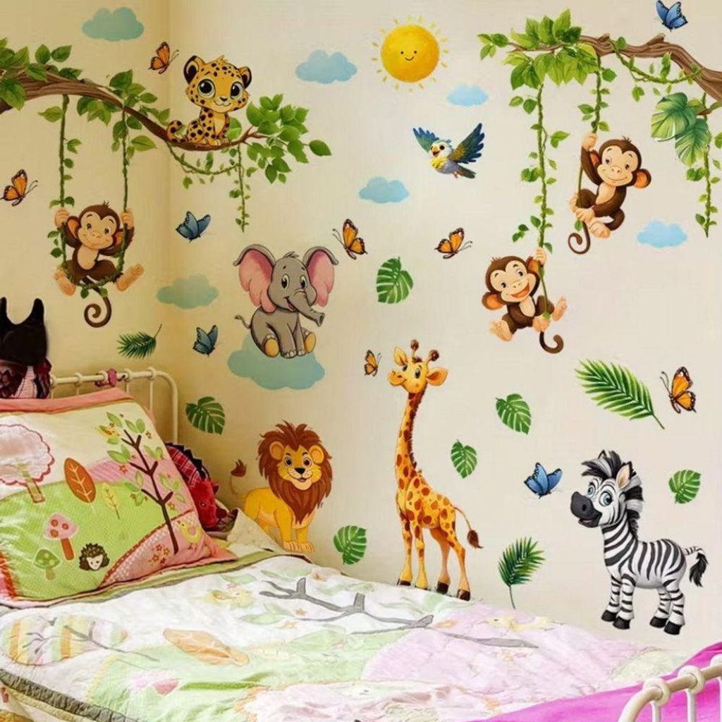 Dschungel Tiere Wandsticker Set Kinderzimmer Jungle Produktbild 