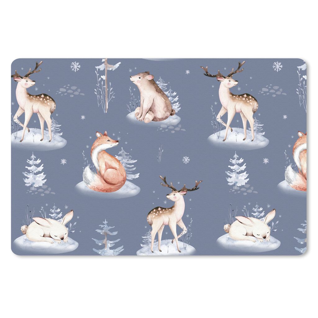 MuchoWow Schreibtischunterlage Winter - Tiere - Muster 60x40 cm - XXL Mauspad - Großes Mauspad