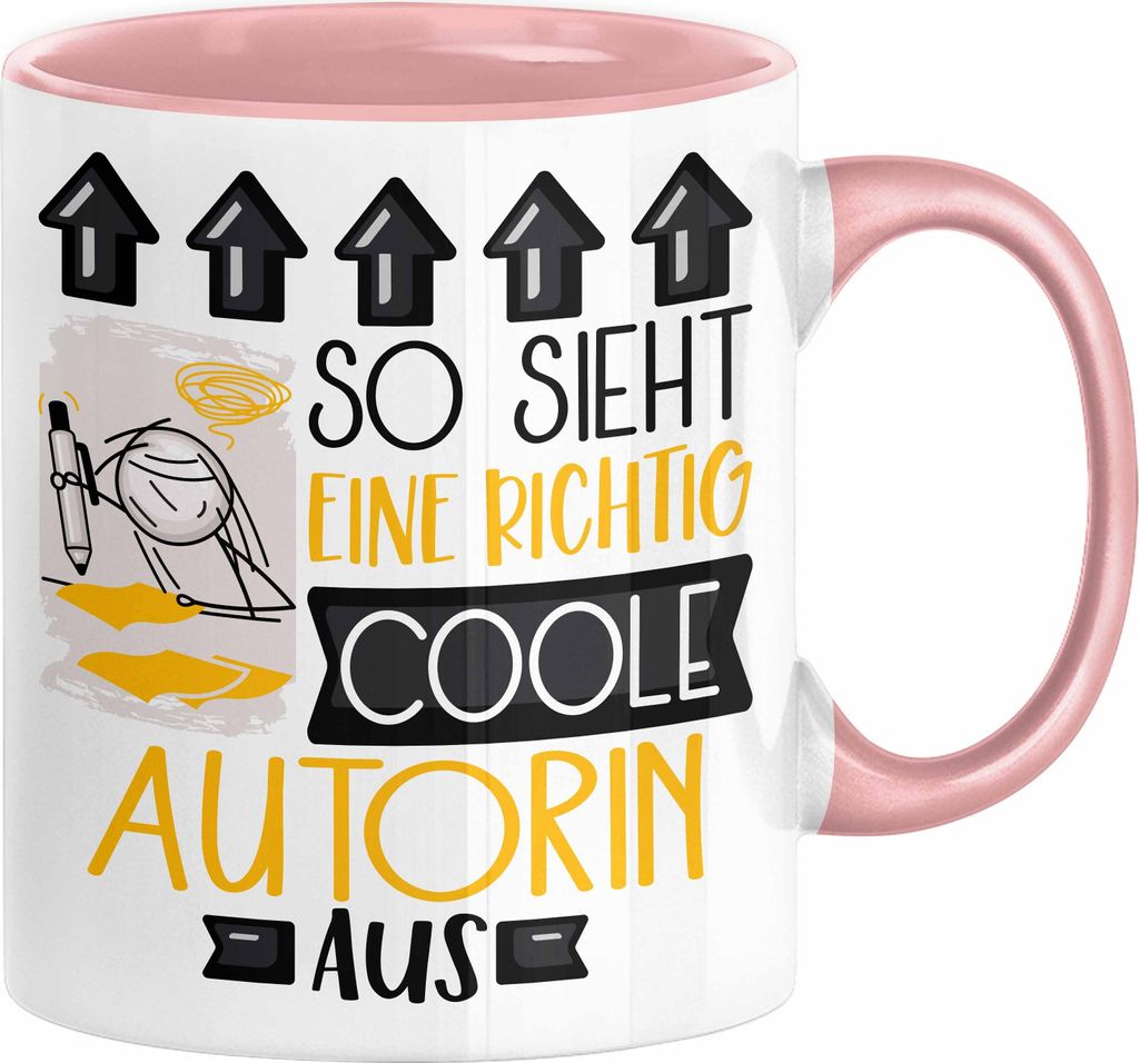 Autorin Geschenk Tasse Lustig Geschenkidee für Autorin Geburtstag So Sieht Eine Richtig Coole Autorin Aus Frauen Spruch (Rosa)