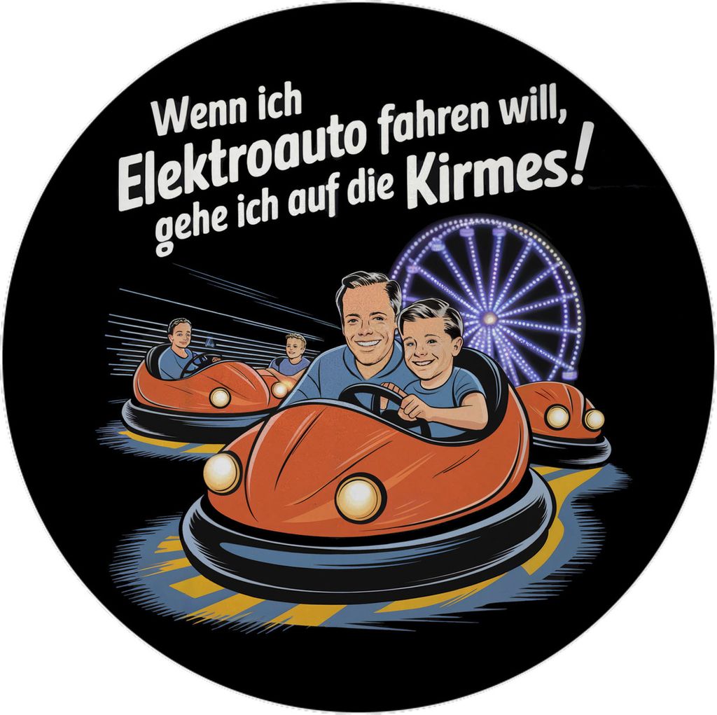 Elektroauto auf Kirmes Magnet mit Flaschenöffner KFZ-Humor