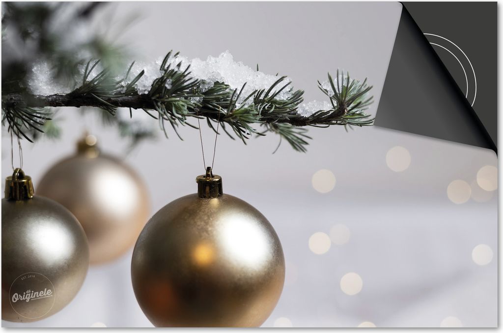 Induktionsschutz 71x52 - abdeckplatte Induktion matt- Dietrix Kochfeldschutz- DELUXE - Weihnacht- Golden Weihnachtenbal in Weihnachtsbaum