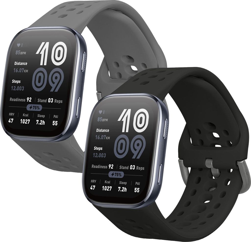 kwmobile 2x Uhrenarmband für 22mm Amazfit Bip 6 / Bip 5 Unity / Bip 5 / GTS 3 / Balance 2 / Helio Strap Armband - Fitnesstracker Band Set aus TPU