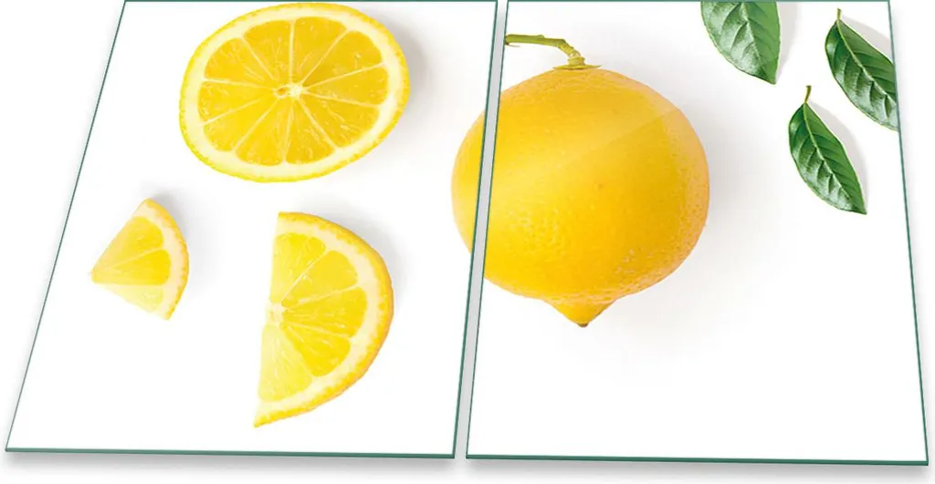 Set 2 Coprifornelli Vetro 40x52 cm Giallo Frutta per Induzione e Gas