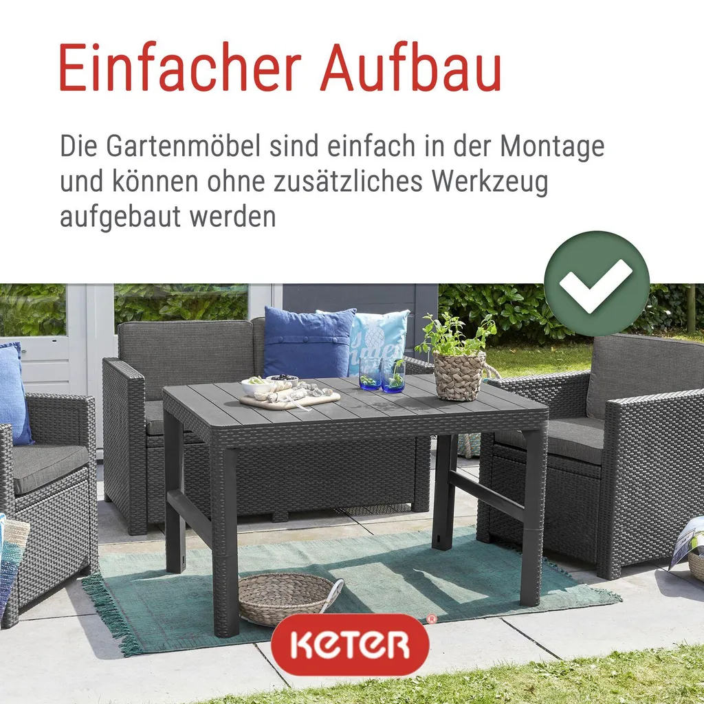 Table de jardin modulable Allibert Lyon 2 en 1 gris graphite - 39