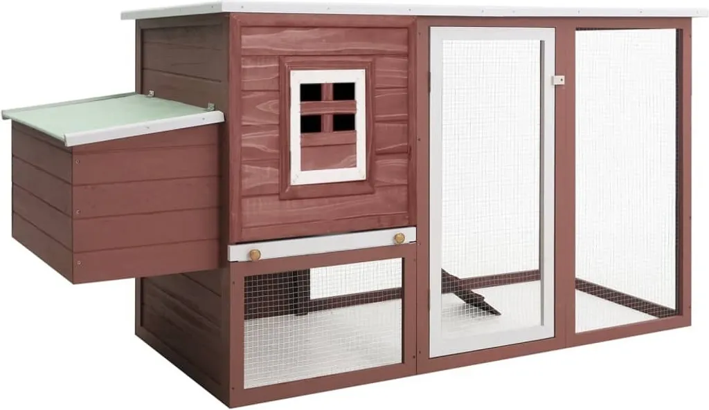 Poulailler de jardin avec nid de ponte en bois brun 2-4 poules