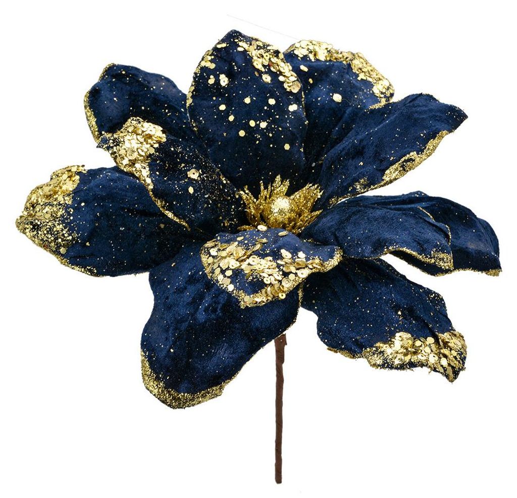 Clayre & Eef Kunstblume Weihnachtsstern Ø 24x27 cm Blau Produktbild 