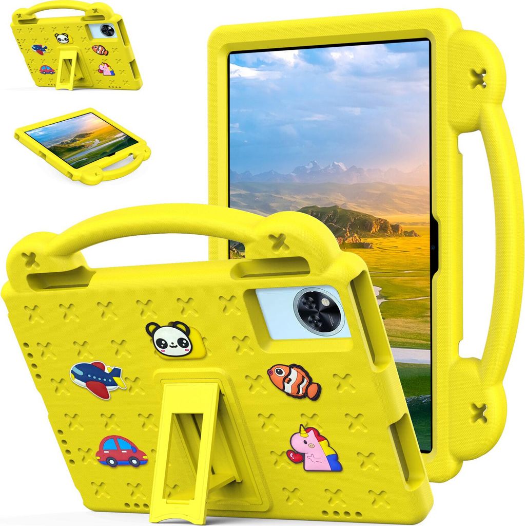 Schutzhülle für Blackview Tab 90 WiFi/Teclast P50 11-Zoll Niedliche Hülle für Kinder, Stoßfest mit Griff und Ständer Gelb